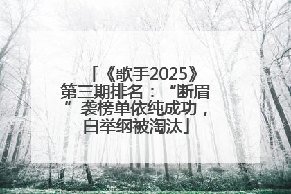 《歌手2025》第三期排名：“断眉”袭榜单依纯成功，白举纲被淘汰