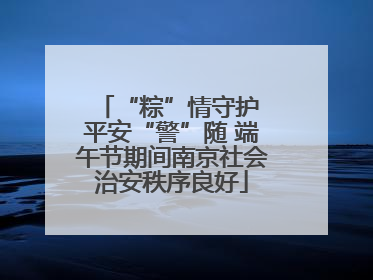 “粽”情守护 平安“警”随 端午节期间南京社会治安秩序良好