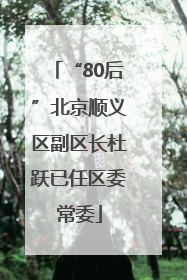 “80后”北京顺义区副区长杜跃已任区委常委