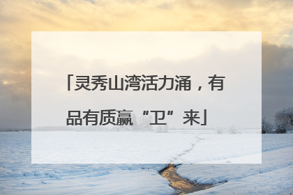 灵秀山湾活力涌，有品有质赢“卫”来
