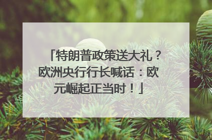 特朗普政策送大礼？欧洲央行行长喊话：欧元崛起正当时！