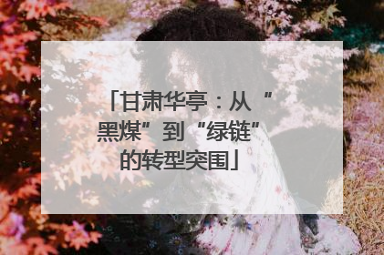 甘肃华亭：从“黑煤”到“绿链”的转型突围
