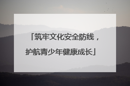 筑牢文化安全防线，护航青少年健康成长