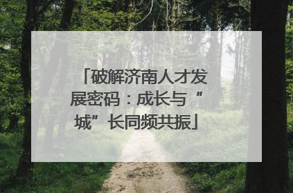 破解济南人才发展密码：成长与“城”长同频共振