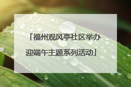福州观风亭社区举办迎端午主题系列活动