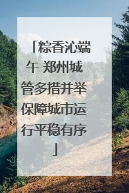 粽香沁端午 郑州城管多措并举保障城市运行平稳有序