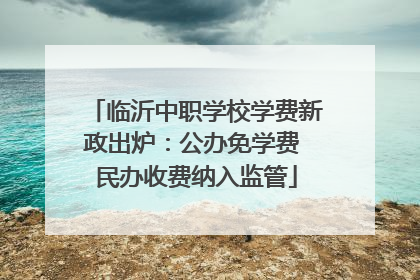 临沂中职学校学费新政出炉：公办免学费 民办收费纳入监管