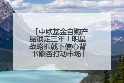 中欧基金自购产品锁定三年！明星战略折戟下信心背书能否打动市场