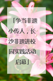 争当非遗小传人，长沙非遗进校园实践活动启幕