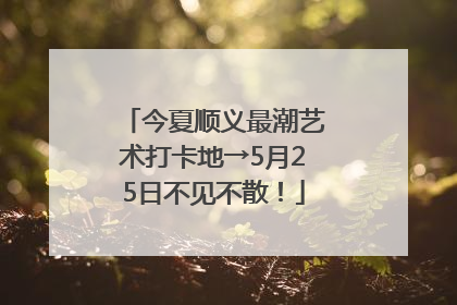 今夏顺义最潮艺术打卡地→5月25日不见不散！