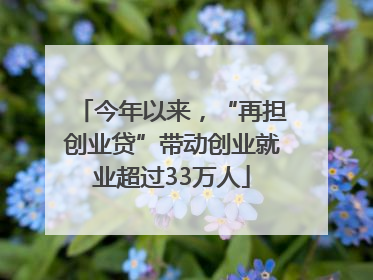 今年以来，“再担创业贷”带动创业就业超过33万人