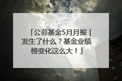公募基金5月月报｜发生了什么？基金业绩榜变化这么大！