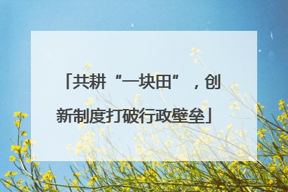 共耕“一块田”，创新制度打破行政壁垒