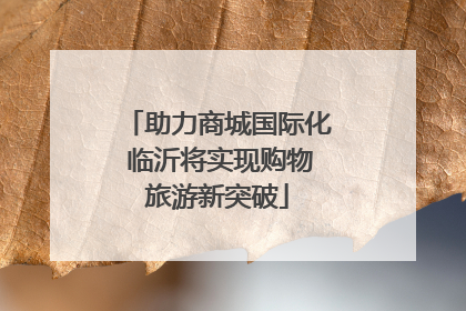 助力商城国际化 临沂将实现购物旅游新突破