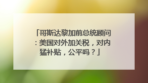 哥斯达黎加前总统顾问：美国对外加关税，对内猛补贴，公平吗？