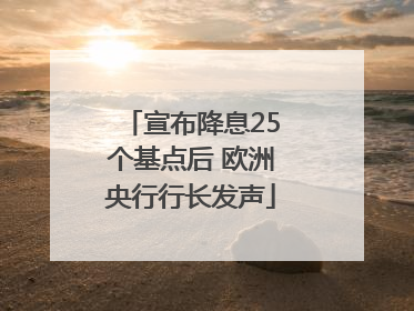 宣布降息25个基点后 欧洲央行行长发声