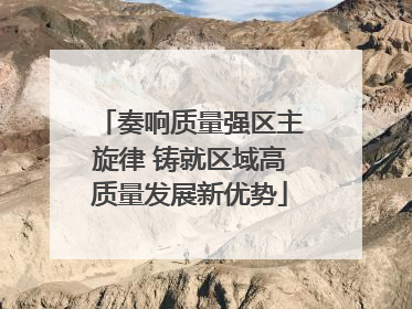 奏响质量强区主旋律 铸就区域高质量发展新优势