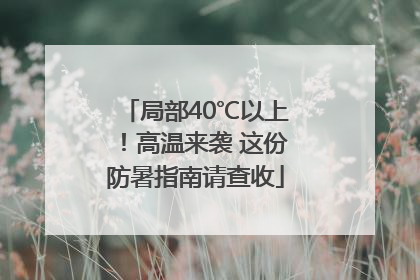 局部40℃以上！高温来袭 这份防暑指南请查收