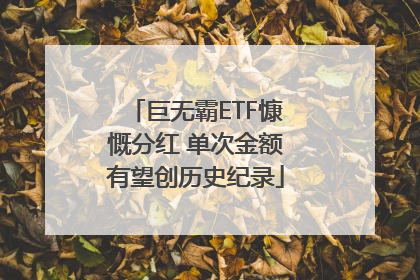 巨无霸ETF慷慨分红 单次金额有望创历史纪录