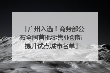 广州入选！商务部公布全国首批零售业创新提升试点城市名单