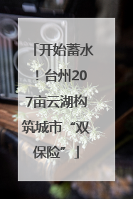 开始蓄水！台州207亩云湖构筑城市“双保险”