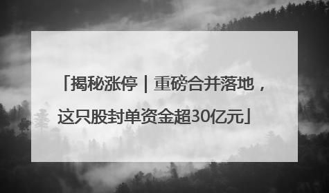 揭秘涨停｜重磅合并落地，这只股封单资金超30亿元