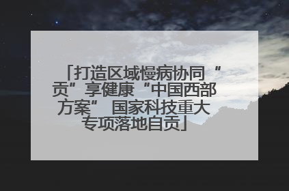 打造区域慢病协同“贡”享健康“中国西部方案” 国家科技重大专项落地自贡
