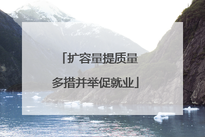 扩容量提质量 多措并举促就业