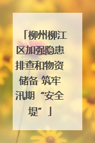 柳州柳江区加强隐患排查和物资储备 筑牢汛期“安全堤”