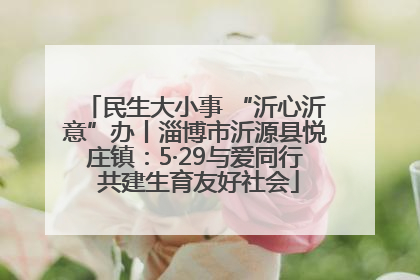民生大小事 “沂心沂意”办丨淄博市沂源县悦庄镇：5·29与爱同行 共建生育友好社会