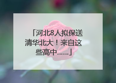 河北8人拟保送清华北大！来自这些高中……
