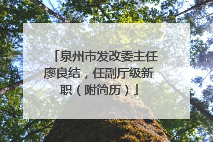 泉州市发改委主任廖良结，任副厅级新职（附简历）