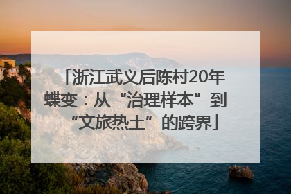 浙江武义后陈村20年蝶变：从“治理样本”到“文旅热土”的跨界