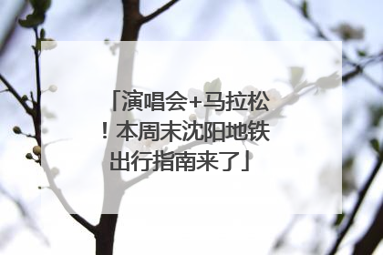 演唱会+马拉松！本周末沈阳地铁出行指南来了