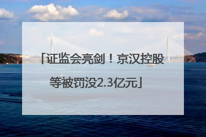证监会亮剑！京汉控股等被罚没2.3亿元