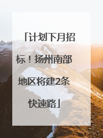 计划下月招标！扬州南部地区将建2条快速路