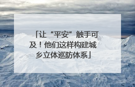 让“平安”触手可及！他们这样构建城乡立体巡防体系