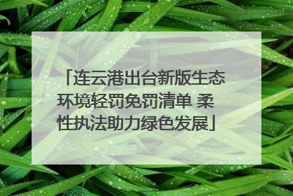 连云港出台新版生态环境轻罚免罚清单 柔性执法助力绿色发展