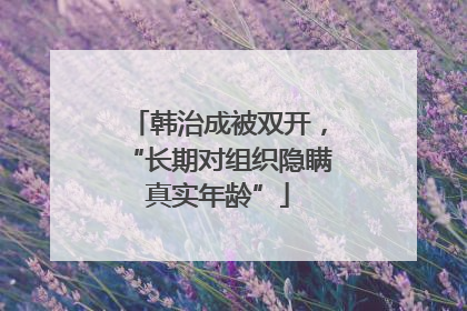 韩治成被双开，“长期对组织隐瞒真实年龄”