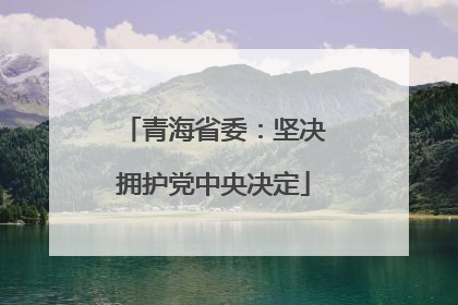 青海省委：坚决拥护党中央决定