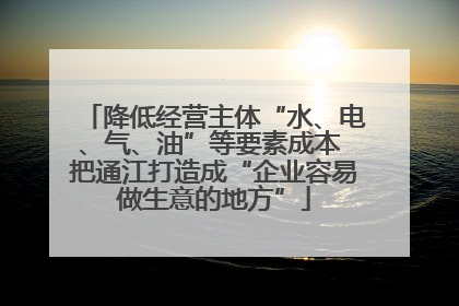 降低经营主体“水、电、气、油”等要素成本 把通江打造成“企业容易做生意的地方”