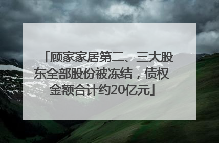 顾家家居第二、三大股东全部股份被冻结，债权金额合计约20亿元