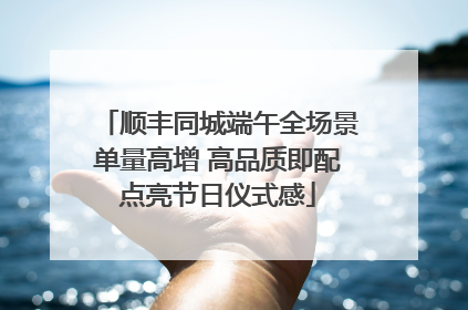 顺丰同城端午全场景单量高增 高品质即配点亮节日仪式感