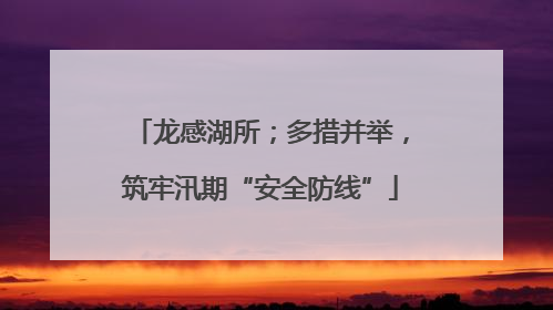 龙感湖所；多措并举，筑牢汛期“安全防线”